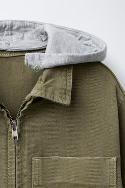 TWILL OVERSHIRT WITH DETACHABLE HOOD - Zara фото 4