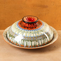Блинница узбекская Риштанская керамика, d=26.5 см, разноцветная