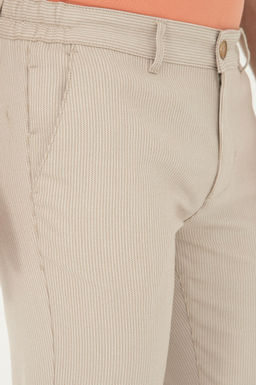 Erkek Slim Fit Camel Kanvas Pantolon