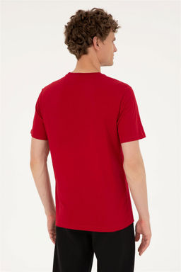 Футболка мужская U.S. Polo Assn. бордово-красная хлопок фото 5