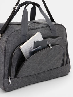 Сумка дорожная, 2 кармана, длинный ремень, 53×23×34 см, серая