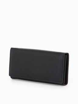 Кошелек жен 06-01-01 Июнь2522, 19*3*10 см, 3 отд+отд/молн, д/карт, д/монет, на магните черн   109097