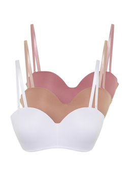 TRENDYOLMILLA Cok Renkli 3lu Paket Micro Ip Ask?l? Dolgusuz Kapl? Straplez Orme Sutyen THMSS24SU00054  фото 7