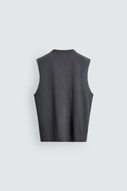 CAMISETA TANK PUNTO LAVADO ESTAMPADO / Gris azul