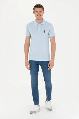Мужская голубая базовая футболка - U.s. polo assn фото 4