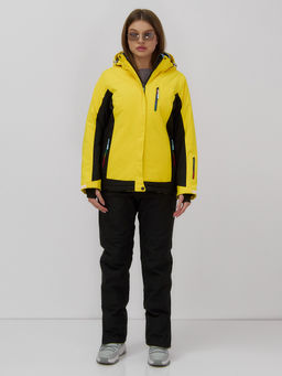 Горнолыжная куртка женская зимняя желтого цвета 027J - Chunmai фото 10