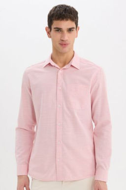 Modern Fit Polo Yaka Basic Duz Uzun Kollu Gomlek