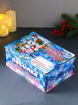 Новогодняя шкатулка подарочная Снеговики, для подарков, самосборная, 28?19.5?11 см