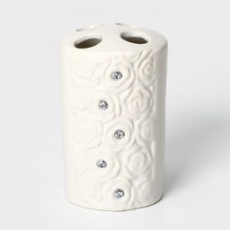 Набор аксессуаров для ванной комнаты Доляна Барельеф, 4 предмета, дозатор 280 мл, мыльница, 2 стакана, бежевый фото 5