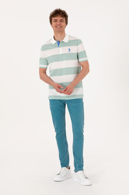 Erkek Regular Fit Su Ye_ili Polo Yaka _izgili Ti__rt Sepette S_rpriz _ndirim - U.s. polo assn фото 4
