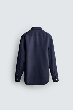 CAMISA REGULAR FIT LINO - LYOCELL / Marino - Zara фото 8