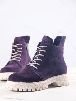 Ботинки 228.V.1541be.Сливовая замша/байка