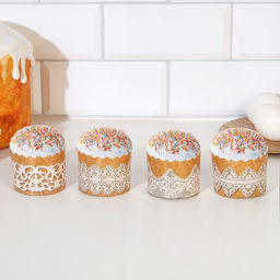 Цена за 4000 шт. Форма для выпечки кулича бумажная Деко-про «Рустик», одноразовая, 6×4.5 см, МИКС