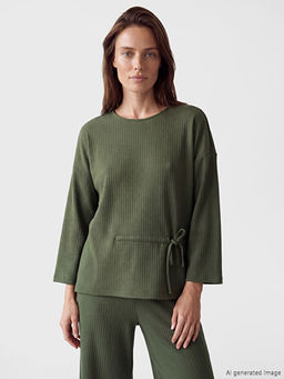 Bisiklet Yaka Yandan Ba?lamal? Bluz