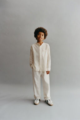 LINEN SHIRT WITH STAND COLLAR