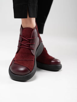 Ботинки 305.927bl.Бордовый бордовая замша/байка