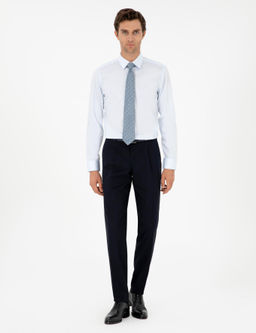 Голубая базовая рубашка зауженного кроя с длинным рукавом - Cacharel фото 4