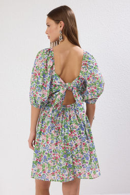 TRENDYOLMILLA Cok Renkli Cicekli Skater/Belden Ac?lan S?rt Detayl? Mini Dokuma Elbise TWOSS22EL1107  фото 14