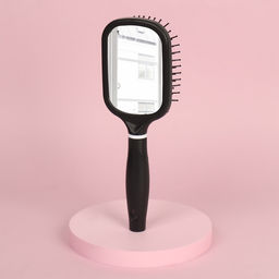 Расчёска массажная, широкая, с зеркалом, 8.3×24 (±1) см, чёрная