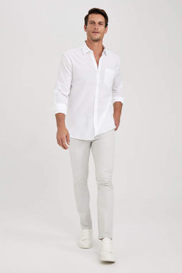 Брюки-чиносы узкого кроя из габардина и парусины - Defacto фото 3