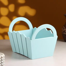 Кашпо деревянное 251617 см Мария, ручки боковые, МДФ, Серо-голубой - Дарим красиво фото 2