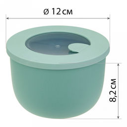 Миска пластмассовая "Нео" 0,6л, д12см, h8,2см, герметичная крышка, с клапаном, фисташковый, подходит для СВЧ (Россия)