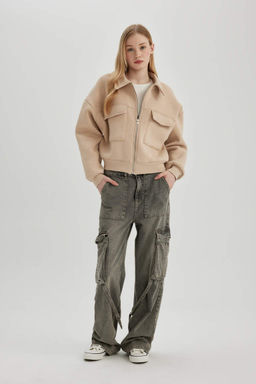 Крутой бомбер стандартного кроя из плотной ткани - Defacto фото 2