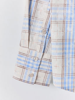 Рубашка женская бежевая в клетку - Mark formelle фото 9