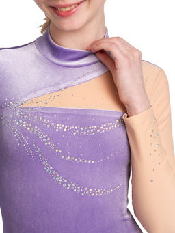 8704 Платье для фигурного катания из бархата со вставкой и стразами - Chersa фото 5