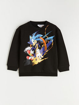 Sonic Bask?l? Erkek ?ocuk Sweatshirt ve Pantolon Tak?m 2li