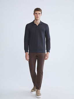 Polo Yaka Uzun Kollu Erkek Sweatshirt