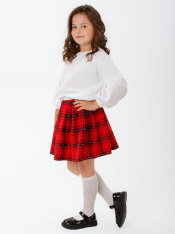 Юбка Татьяна, цвет Красный-клетка крупная, 78%х/б,16%пэ,6%л