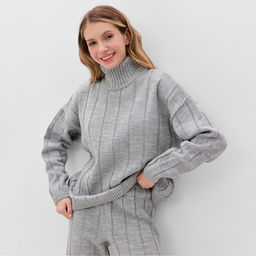 Костюм женский (джемпер, брюки) MINAKU: Knitwear Collection, размер 46-48, светло-серый