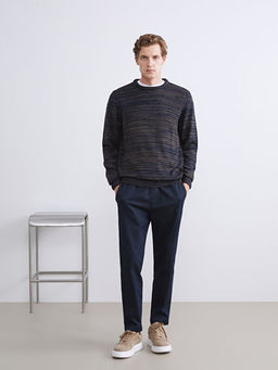 Bisiklet Yaka Desenli Erkek Triko Kazak