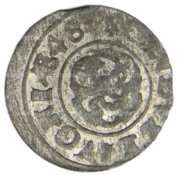 Монета Солид 1648 года Шведская оккупация Риги  королева Кристина