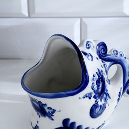 Подставка для ложек «Чудо-рыба», 10×16.5×13.5, фарфор гжель