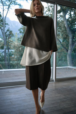 WOOL AND SATIN CONTRAST JUMPER