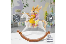 Фигурка декор. 13*4*14,5 см Кролики на лошадке-качалке - Elan gallery фото 2
