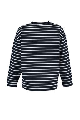 Lacivert Cizgili Oversize/Genis Kesim Bisiklet Yaka Ince Orme Sweatshirt TWOAW23SW00326