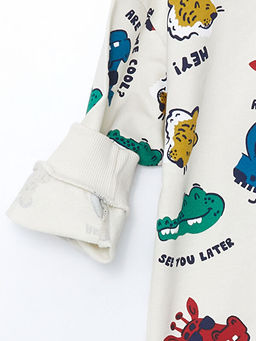 Bisiklet Yaka Timsah Bask?l? Erkek ?ocuk Sweatshirt