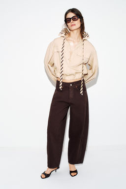 CAMISA POPEL?N CUELLO CONTRASTE / Camel claro - Zara фото 11