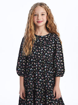 Bisiklet Yaka ?i?ekli K?z ?ocuk Elbise - Waikiki фото 3