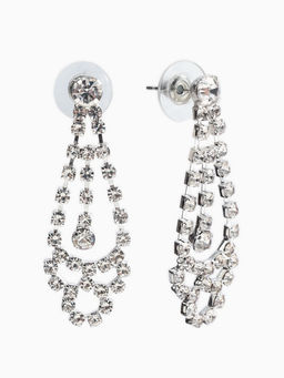 Набор 2 пред-а: серьги, колье со стразами "Лёд" паутина, d=13,5см, цвет белый в серебре