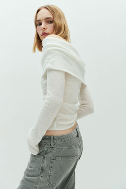 Jersey off-the-shoulder en punto transparente