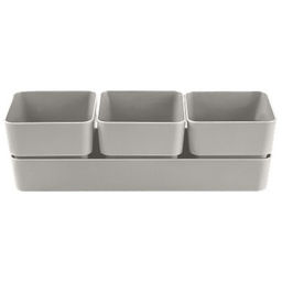 Кашпо для цветов пластиковое 0,45л 29,2*9,6см "Фиори" Трио серый жемчуг