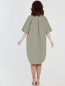 Платье-рубашка из хлопка и льна - Almond фото 2