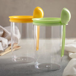 Банка для сыпучих продуктов Полимербыт, 700 мл, с ложкой, прозрачная, пластик, МИКС