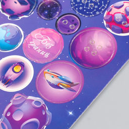 Цена за 5 шт. Декоративные элементы для творчества Арт Узор. Фишки и пуговки. Фиолетовый, набор 24 шт., картон, 13?16.5 см