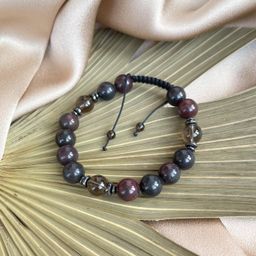 Браслет регулируемый из Яшмы и Раухтопаза от 18 см