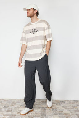 TRENDYOL MAN Tas Oversize Cizgili Sehir Bask?l? %100 Pamuklu T-Shirt TMNSS24TS00062 - Trendyolmilla фото 2